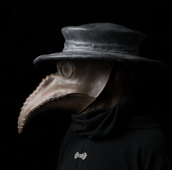 Lazarou Brown Plague Doctor mask with hat - Image 2